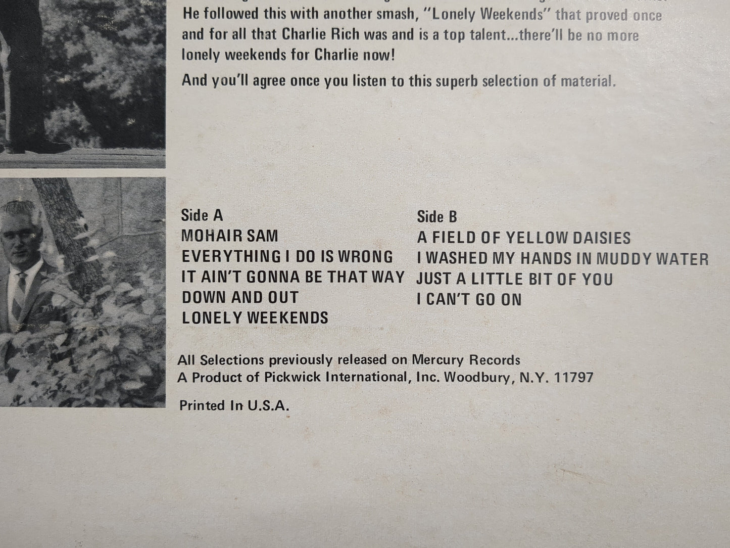 Vinyl Charlie Rich | Lonely Weekends