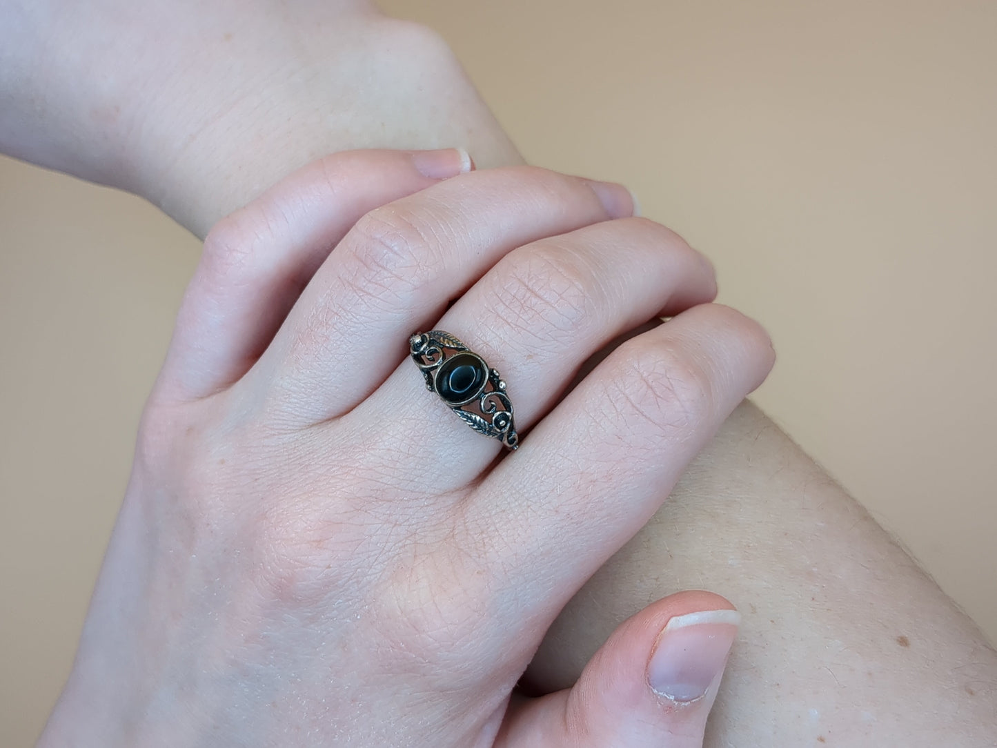 Silver Ring with Black Stone/Resin