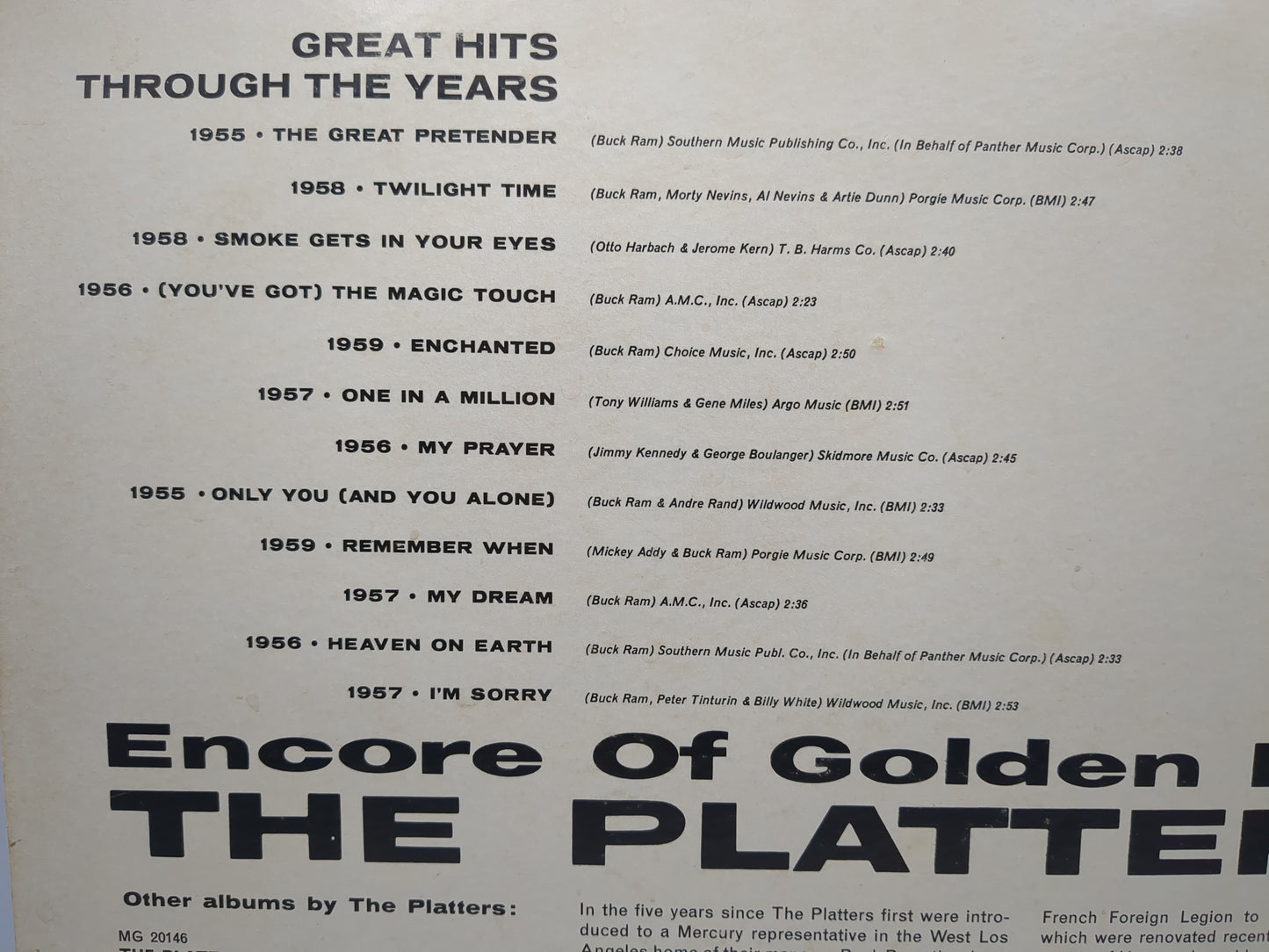 Vinyl The Platters | Encore of Golden Hits