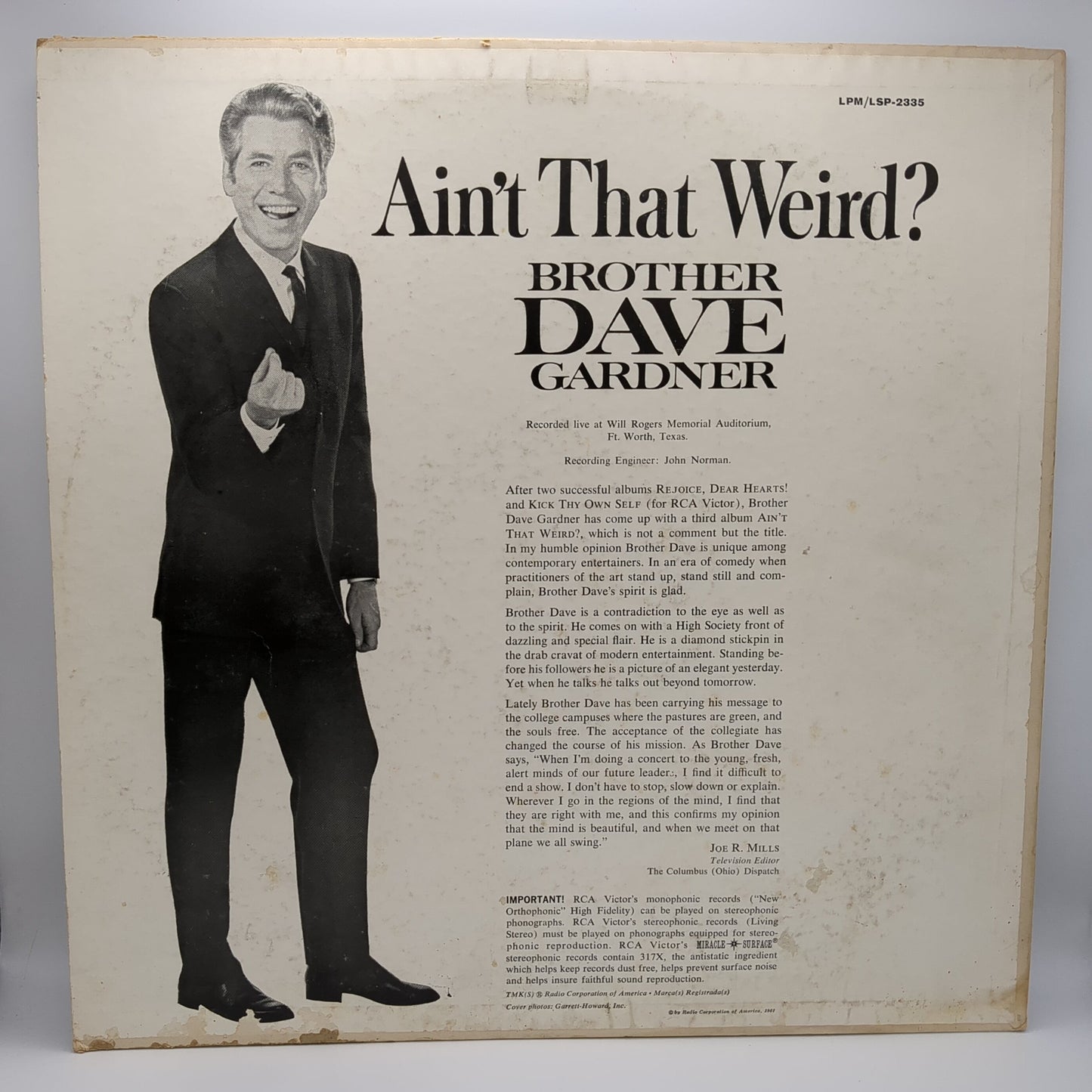 Vinyl Brother Dave Gardner | Ain't That Weird?