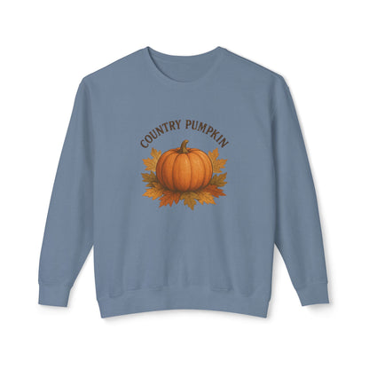 Country Pumpkin Unisex Lightweight Crewneck Sweatshirt, Fall Apparel, Autumn Fashion, Cozy Gift, Pumpkin Spice Lover
