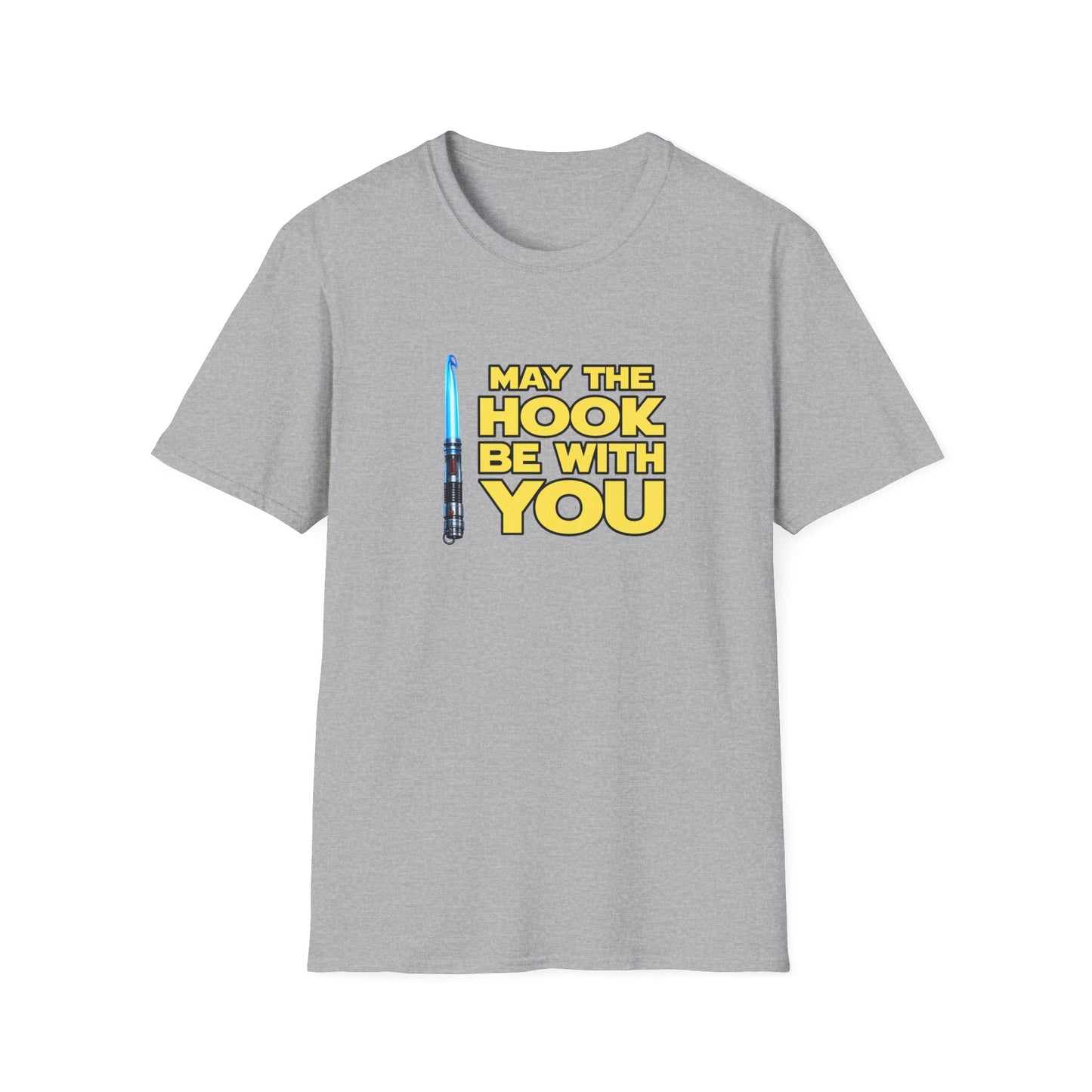 May the Hook Be With You T-Shirt | Crochet Lightsaber Mashup