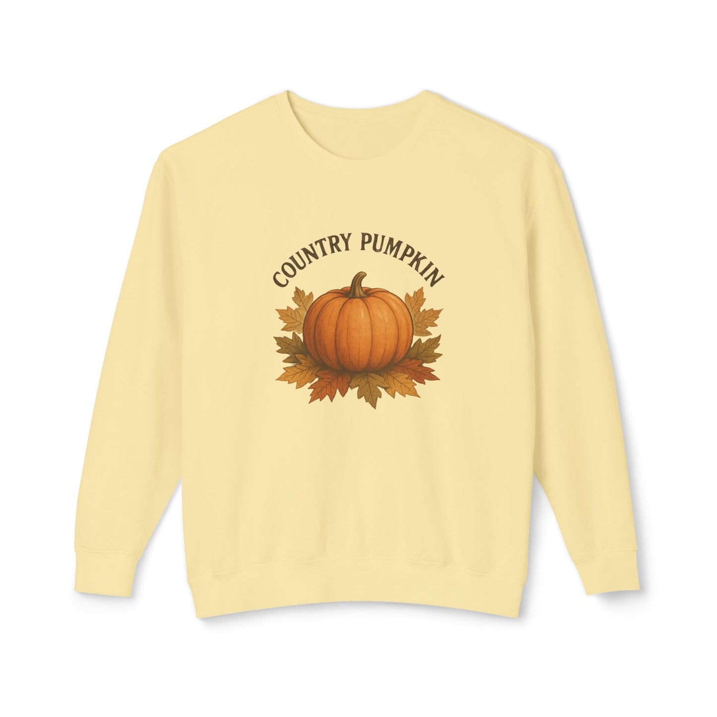 Country Pumpkin Unisex Lightweight Crewneck Sweatshirt, Fall Apparel, Autumn Fashion, Cozy Gift, Pumpkin Spice Lover