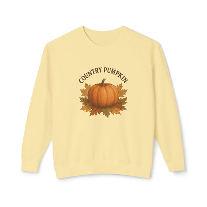 Country Pumpkin Unisex Lightweight Crewneck Sweatshirt, Fall Apparel, Autumn Fashion, Cozy Gift, Pumpkin Spice Lover