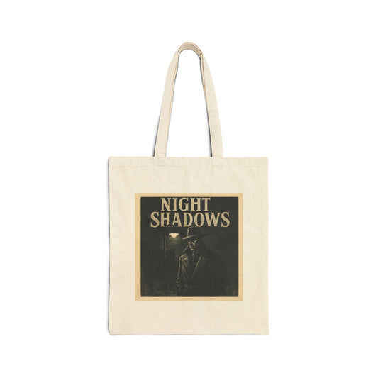 Night Shadows Vintage Cotton Canvas Tote Bag, Eco-Friendly Shopping Tote, Art Print Carryall, Gift for Book Lovers, Boho Style Bag
