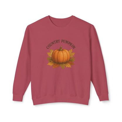 Country Pumpkin Unisex Lightweight Crewneck Sweatshirt, Fall Apparel, Autumn Fashion, Cozy Gift, Pumpkin Spice Lover