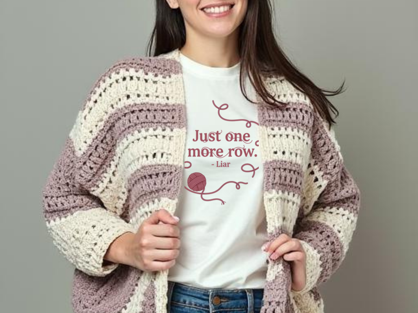 Just One More Row knitting shirt | T-Shirt, yarn graphic, knitter
