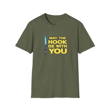 May the Hook Be With You T-Shirt | Crochet Lightsaber Mashup