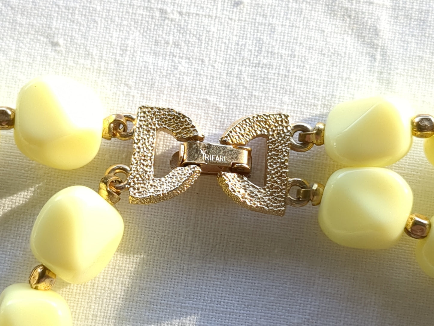 Crown Trifari Butter Yellow Multi-Strand Necklace