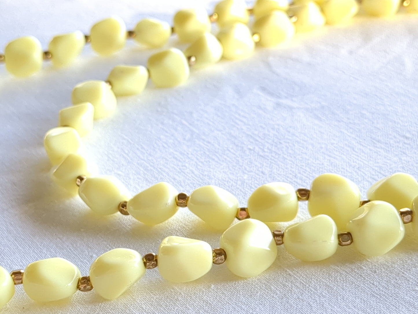 Crown Trifari Butter Yellow Multi-Strand Necklace