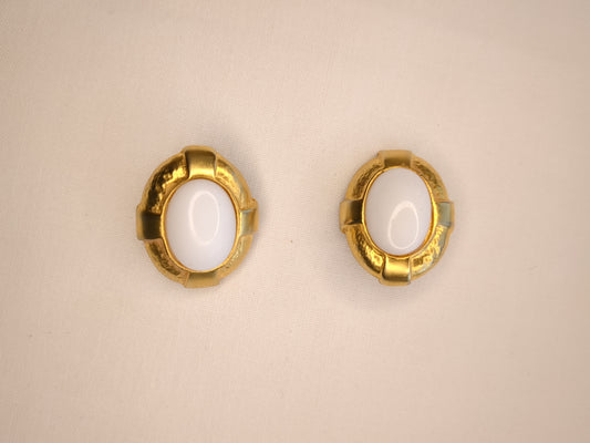 Donald Stannard Gold-Tone & Faux Cabochon Earrings