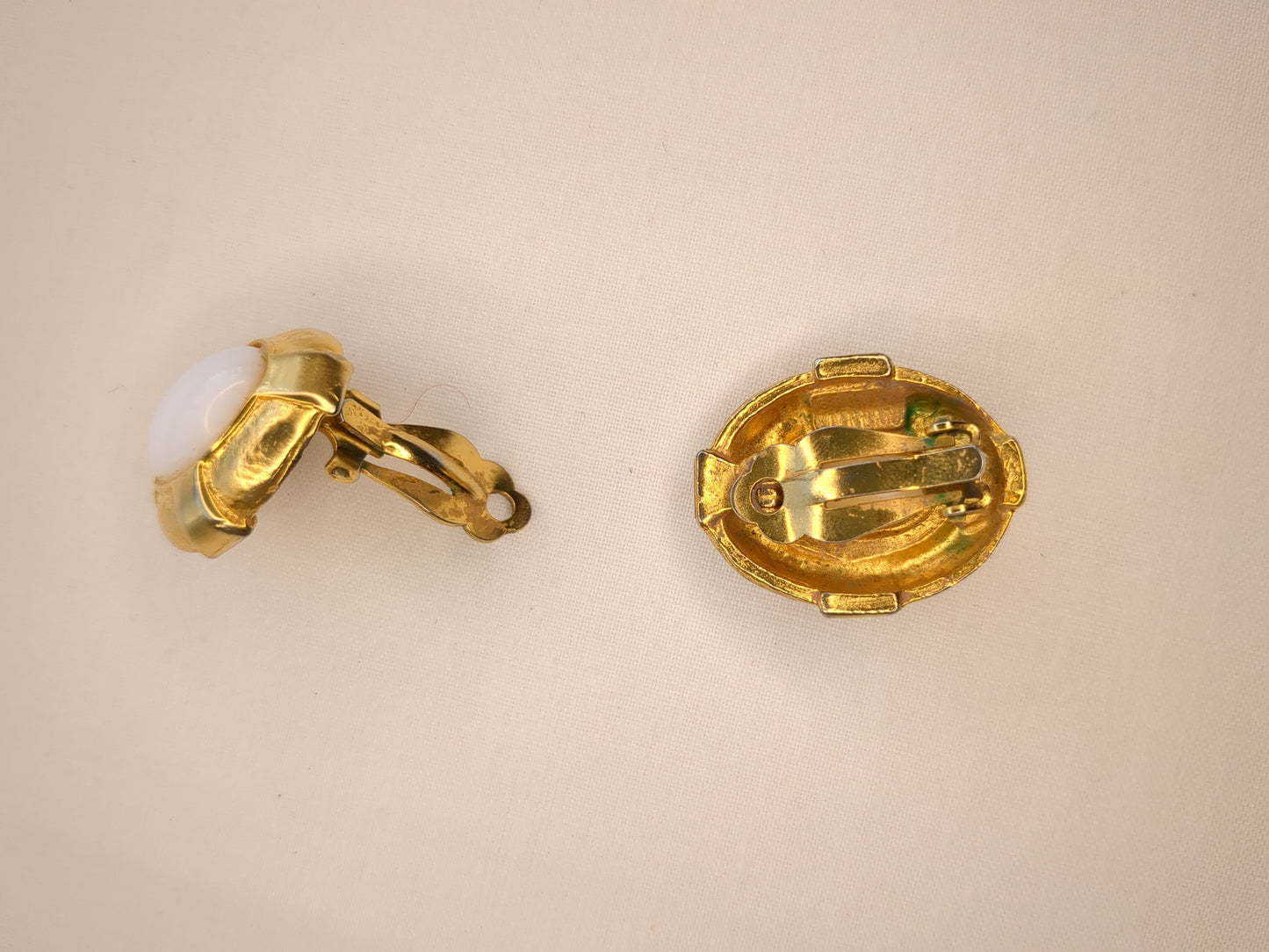 Donald Stannard Gold-Tone & Faux Cabochon Earrings