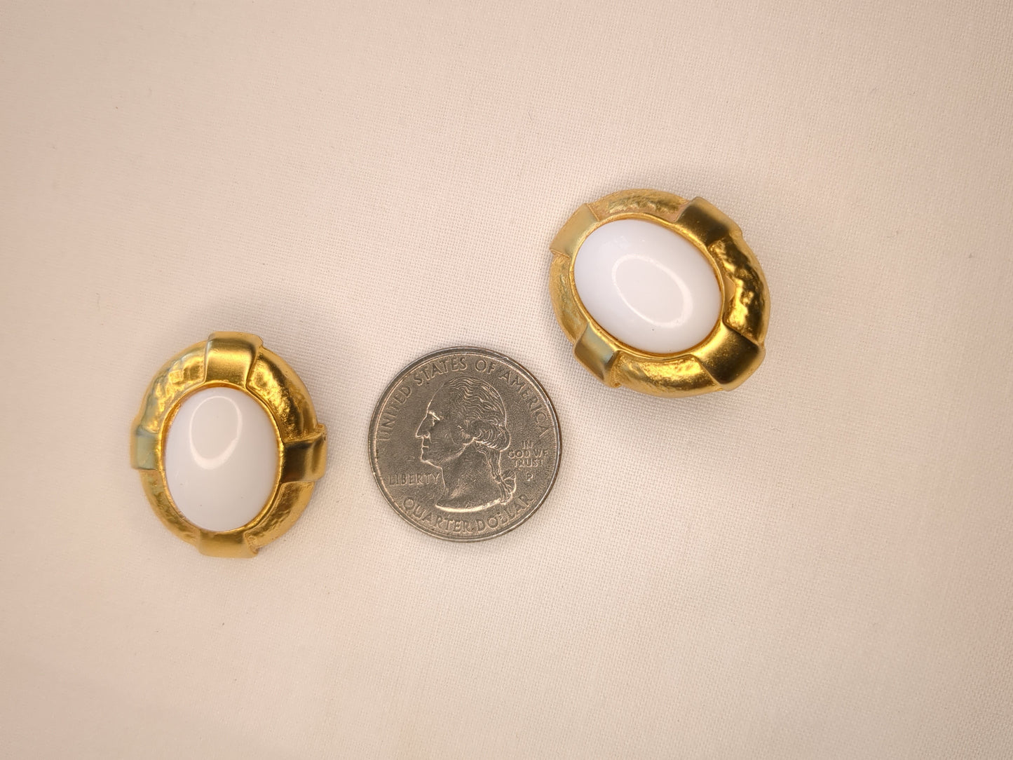 Donald Stannard Gold-Tone & Faux Cabochon Earrings