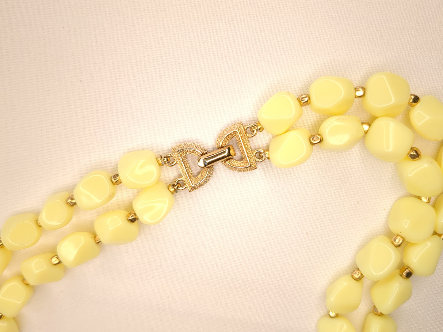 Crown Trifari Butter Yellow Multi-Strand Necklace