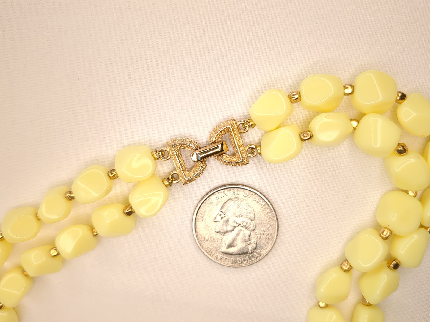 Crown Trifari Butter Yellow Multi-Strand Necklace