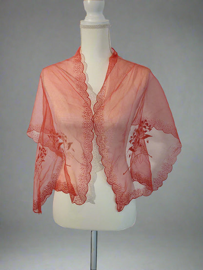 Long Sheer Red Scarf