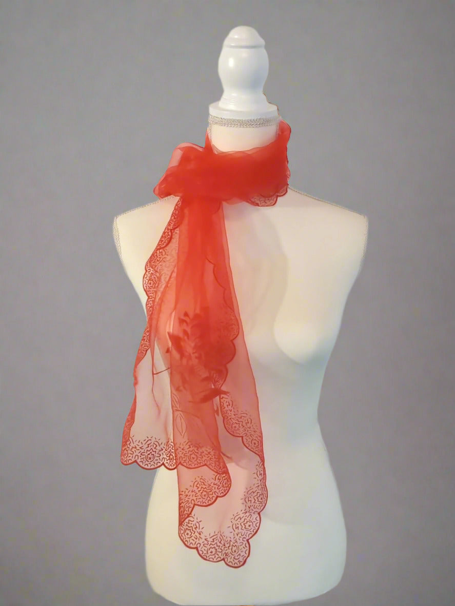 Long Sheer Red Scarf