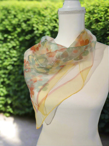 Vintage Sheer Spring Flowers Scarf