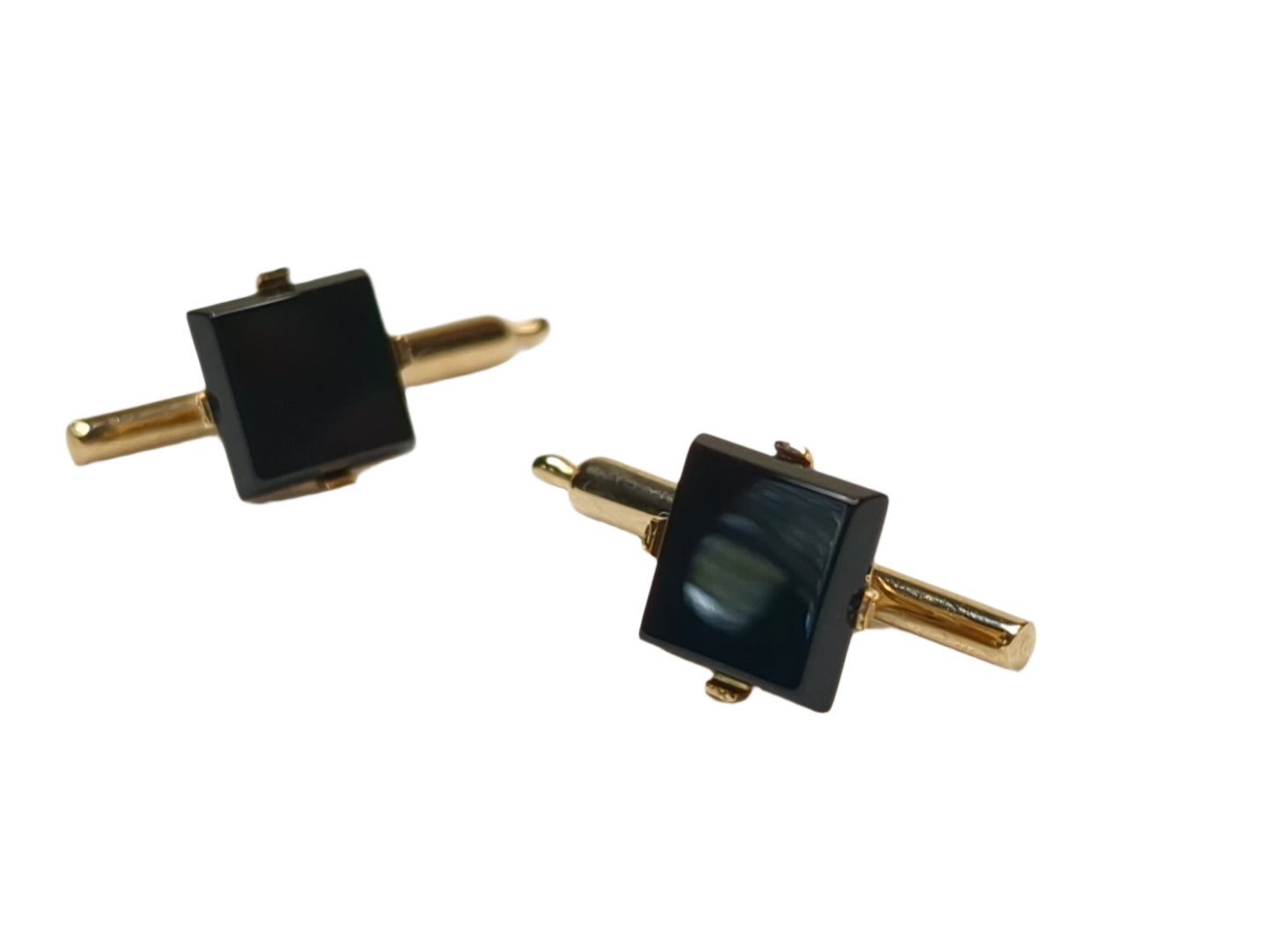 Black and Gold-Tone Cufflinks and Tuxedo Stud Set