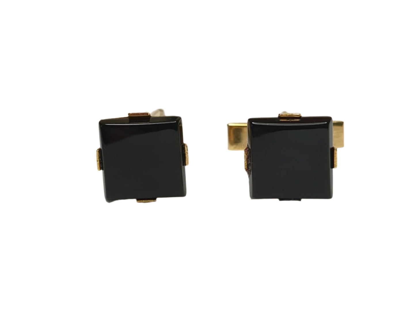 Black and Gold-Tone Cufflinks and Tuxedo Stud Set