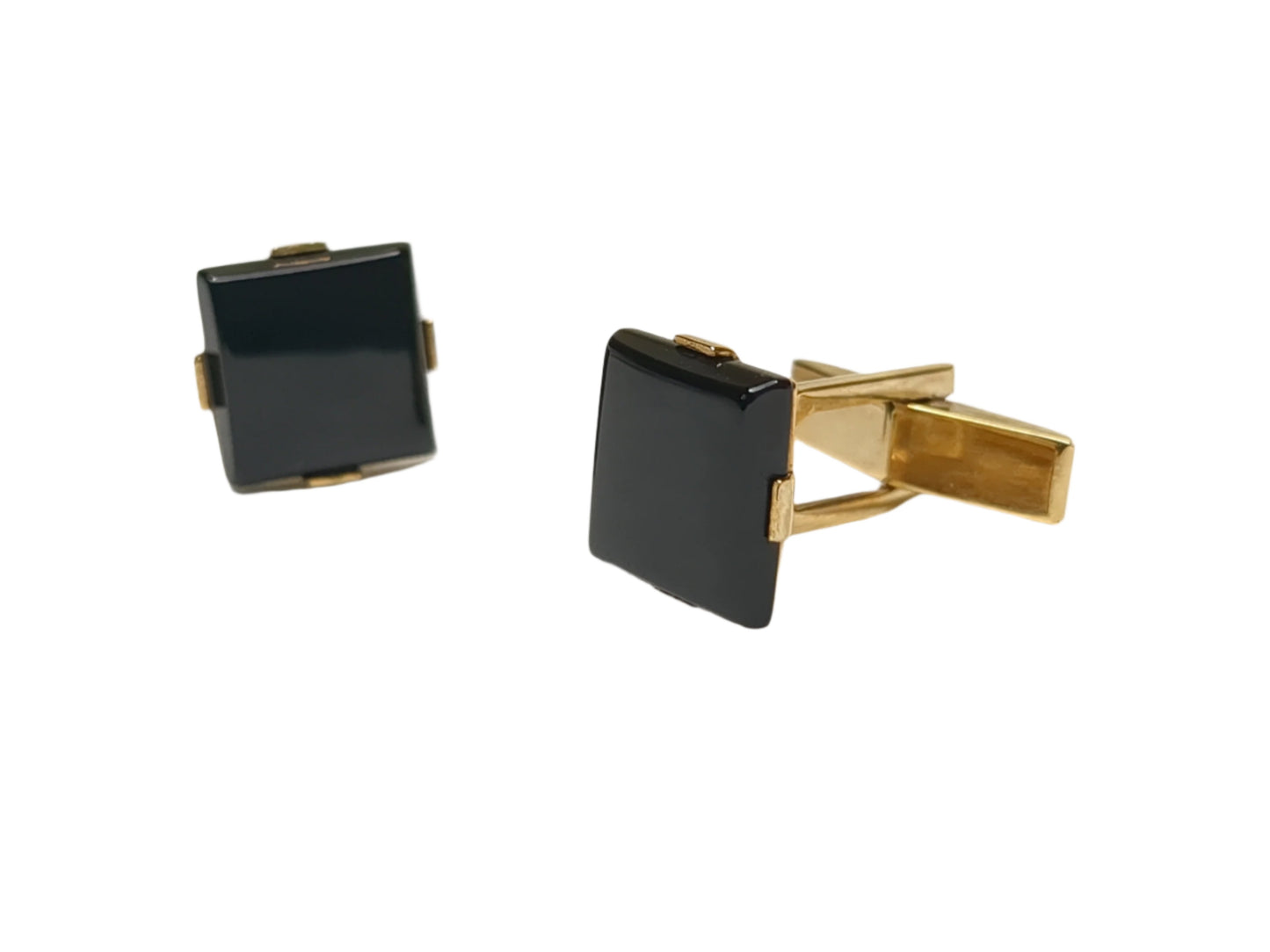 Black and Gold-Tone Cufflinks and Tuxedo Stud Set