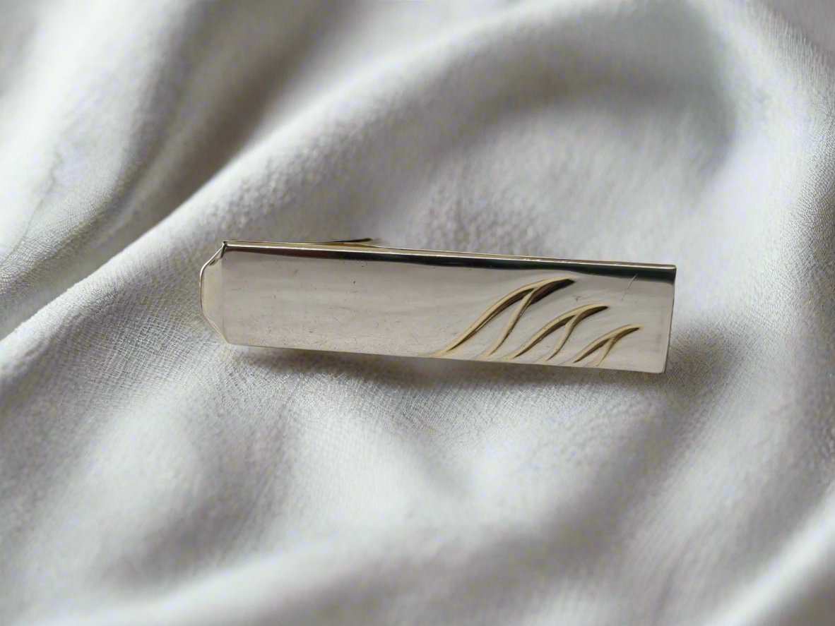 Gold-Tone Flame Tie Clip