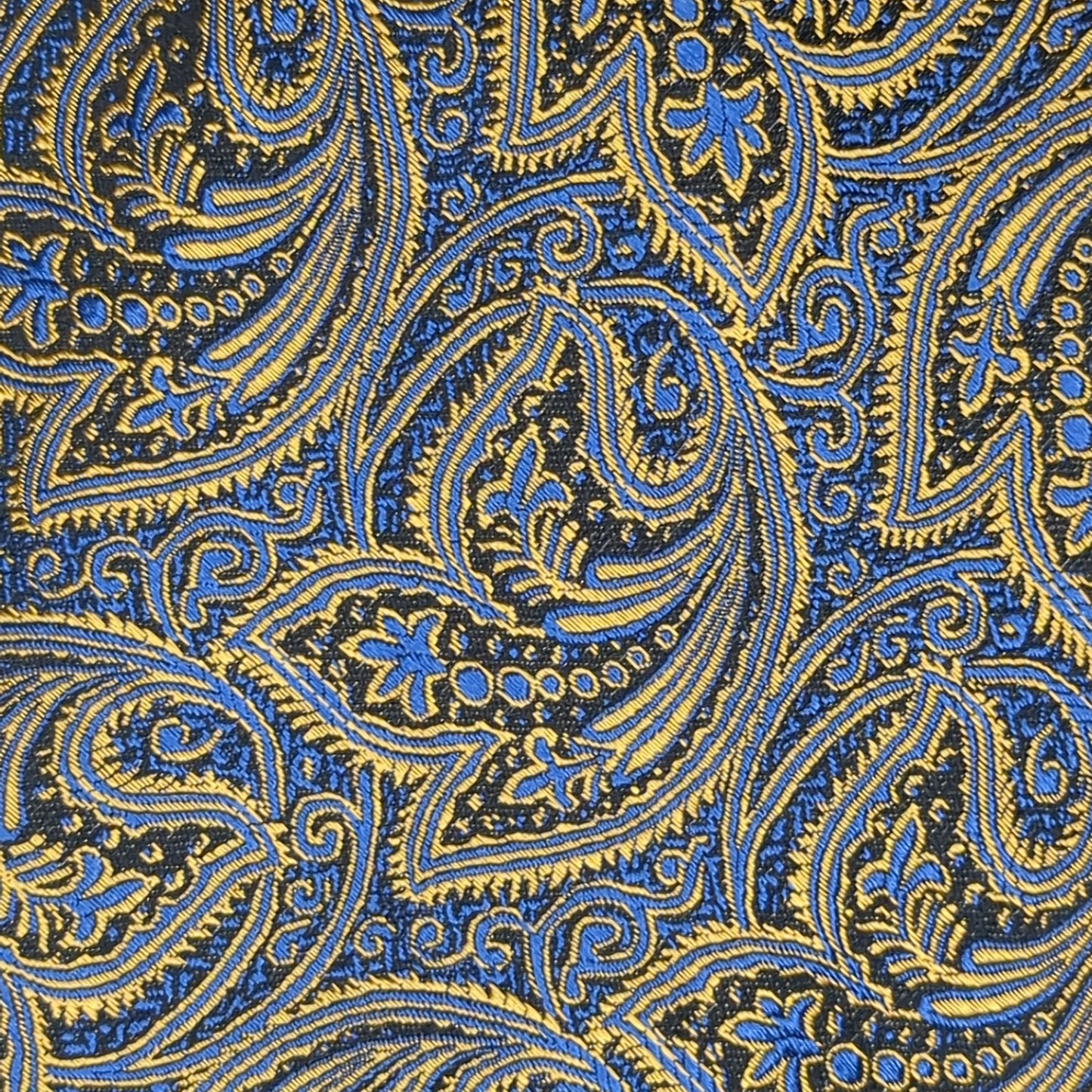 Fabio Fazio Blue and Gold Filigree Necktie 100% Silk