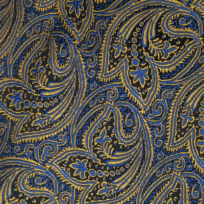 Fabio Fazio Blue and Gold Filigree Necktie 100% Silk