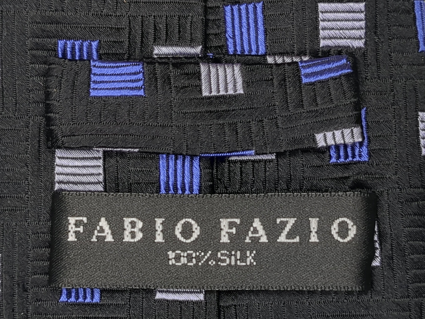 Black With Sqaures 100% Silk Fabio Fazio Necktie