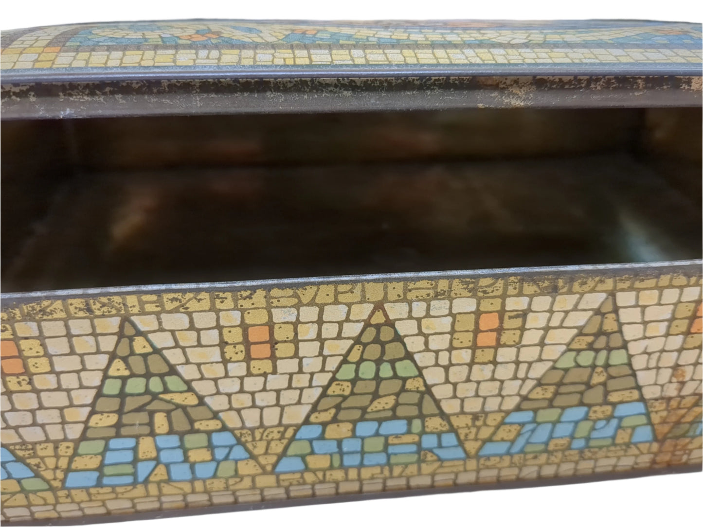 Vintage Canco Tin Box Mosaic Design