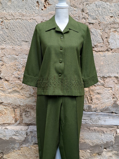 Alfred Dunner Forest Green Vintage Pantsuit