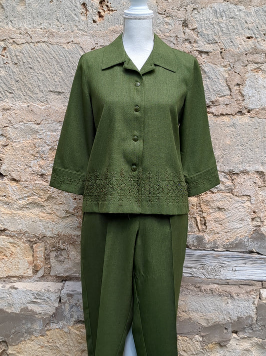 Alfred Dunner Forest Green Vintage Pantsuit