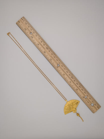 Vintage Gold-Plated Fan Necklace
