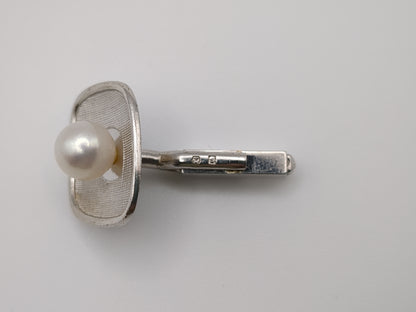 Silver and Pearl Mikimoto Cufflinks