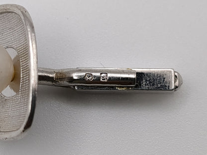 Silver and Pearl Mikimoto Cufflinks