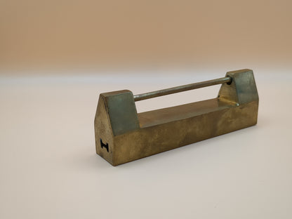 Vintage Asian Brass Padlock Set With Key - Engraved Brass - Lock - Paperweight