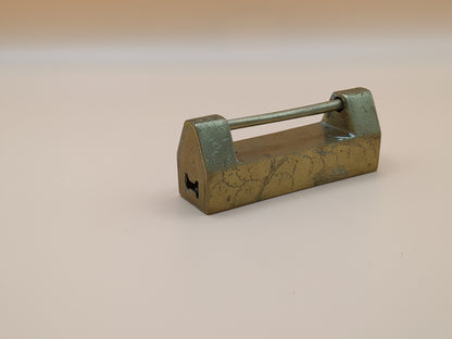 Vintage Asian Brass Padlock Set With Key - Engraved Brass - Lock - Paperweight