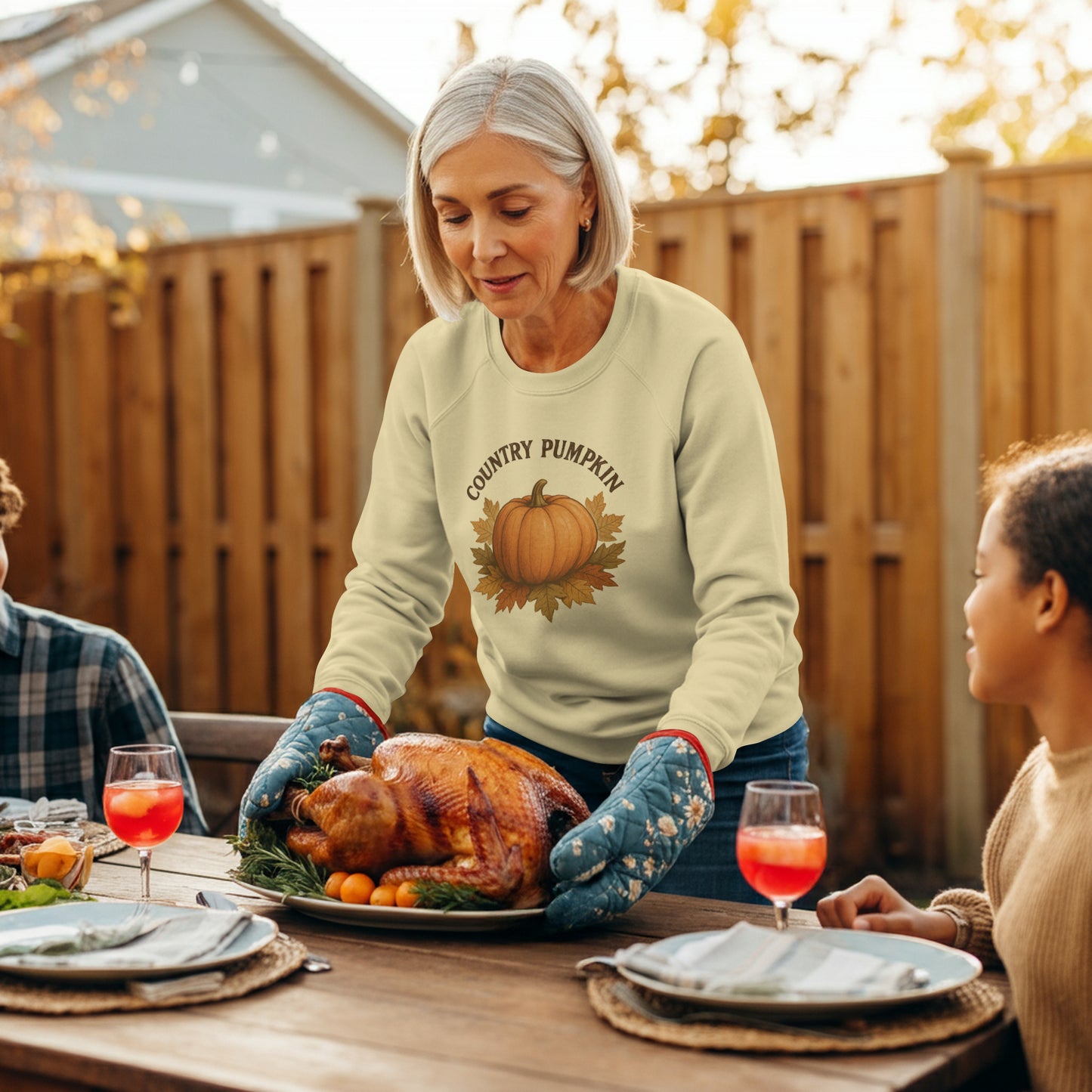 Country Pumpkin Unisex Lightweight Crewneck Sweatshirt, Fall Apparel, Autumn Fashion, Cozy Gift, Pumpkin Spice Lover