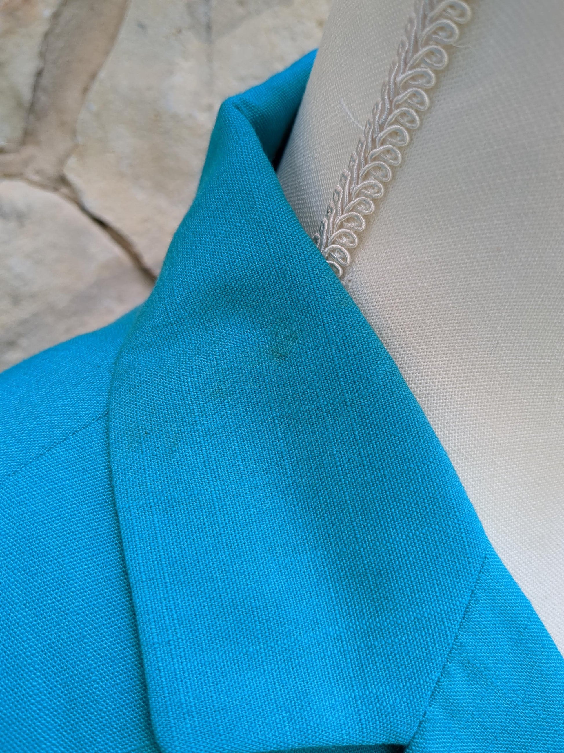 Vintage Short-Sleeved Semi-Formal Jacket Turquoise Sag Harbor