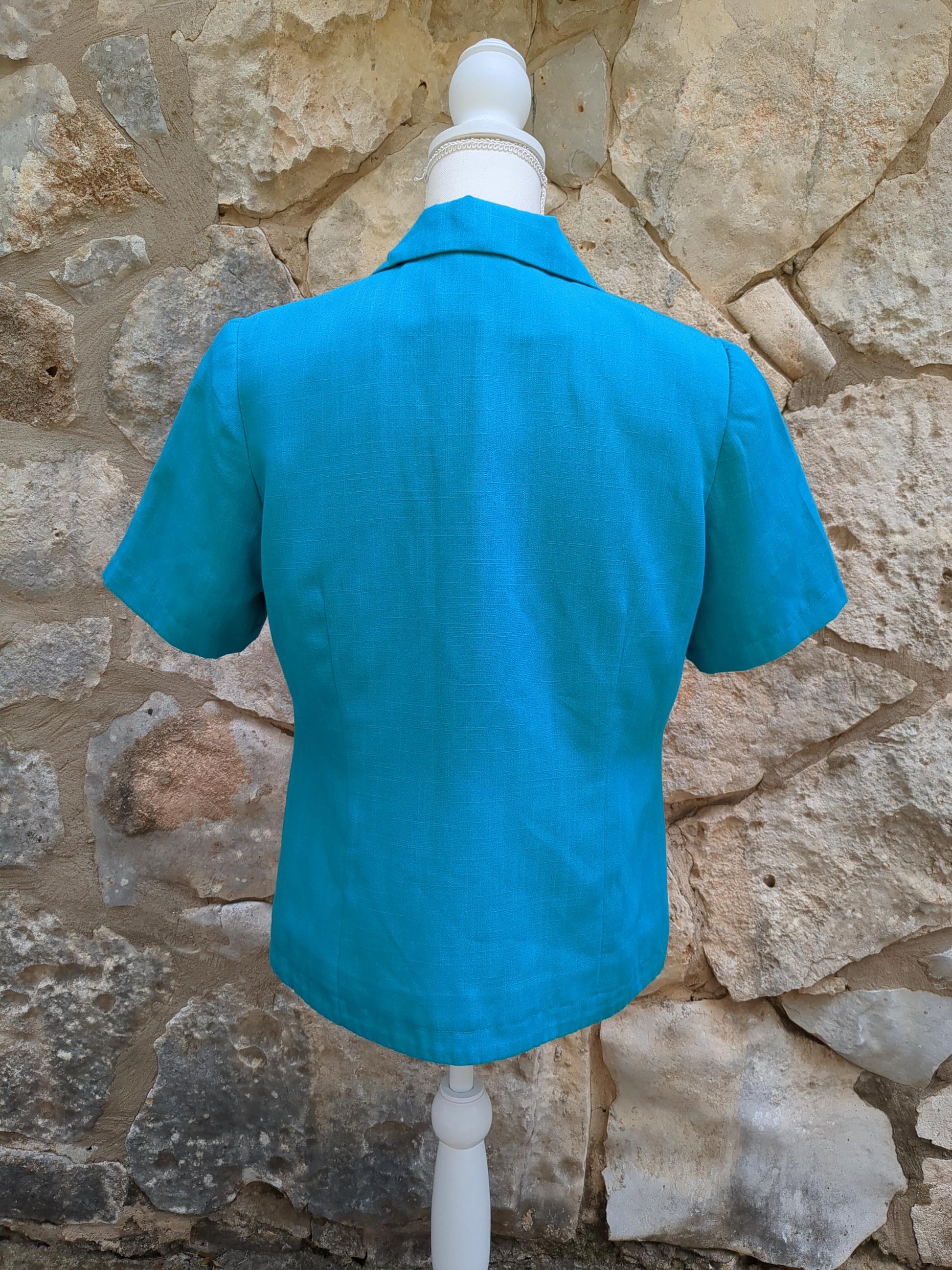 Vintage Short-Sleeved Semi-Formal Jacket Turquoise Sag Harbor