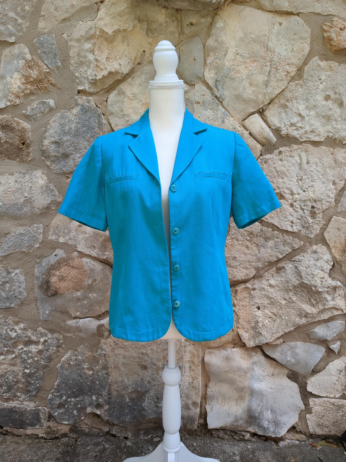Vintage Short-Sleeved Semi-Formal Jacket Turquoise Sag Harbor