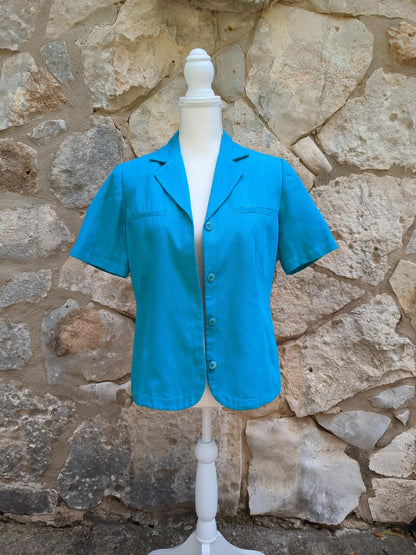 Vintage Short-Sleeved Semi-Formal Jacket Turquoise Sag Harbor