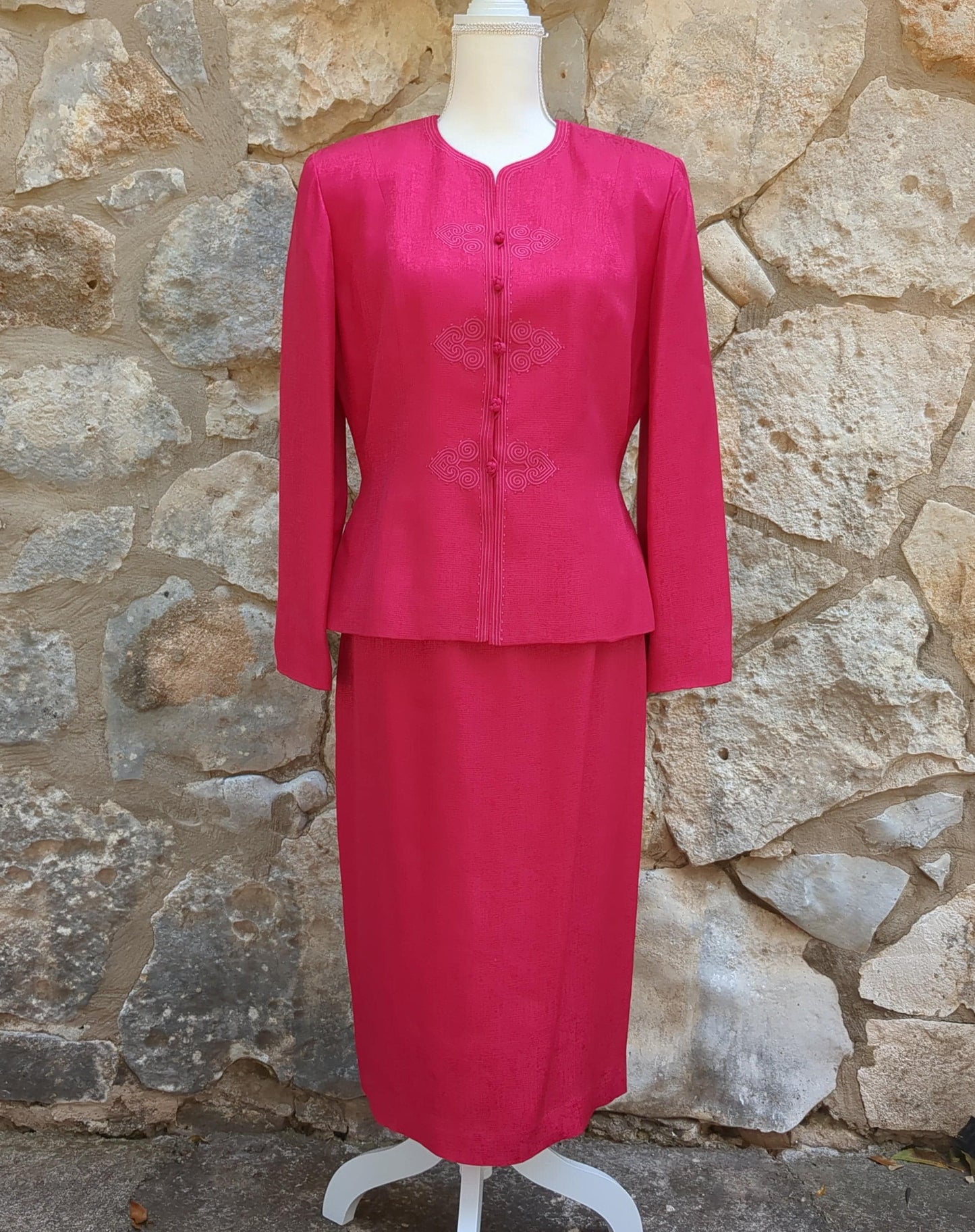 Adrianna Papell Fuchsia Skirt Suit Set Vintage