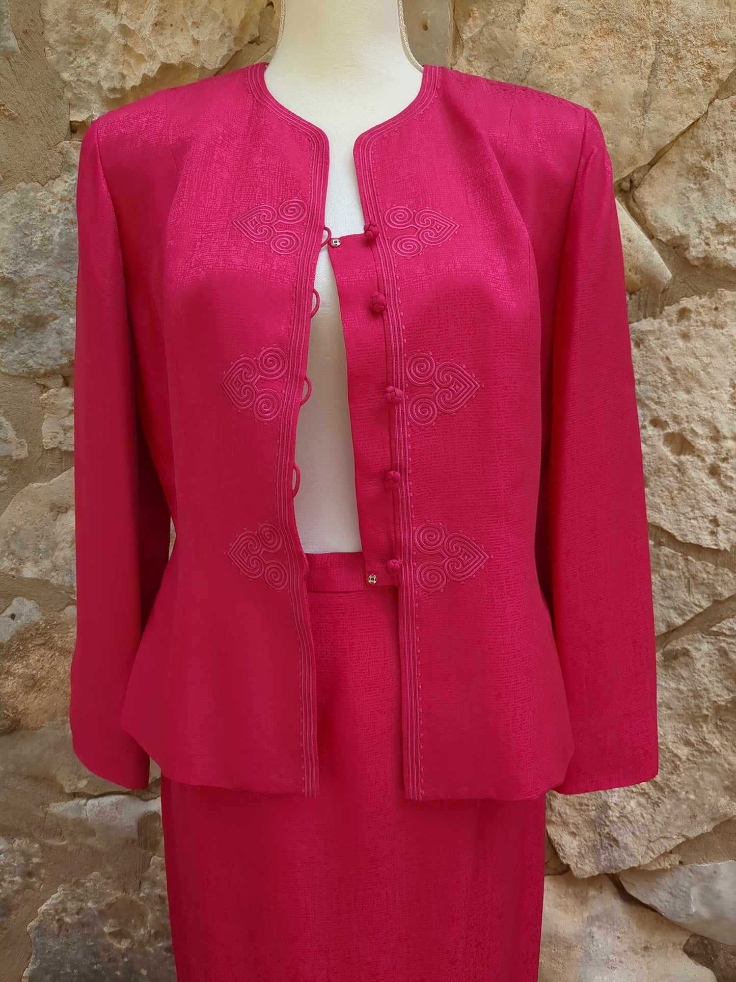 Adrianna Papell Fuchsia Skirt Suit Set Vintage