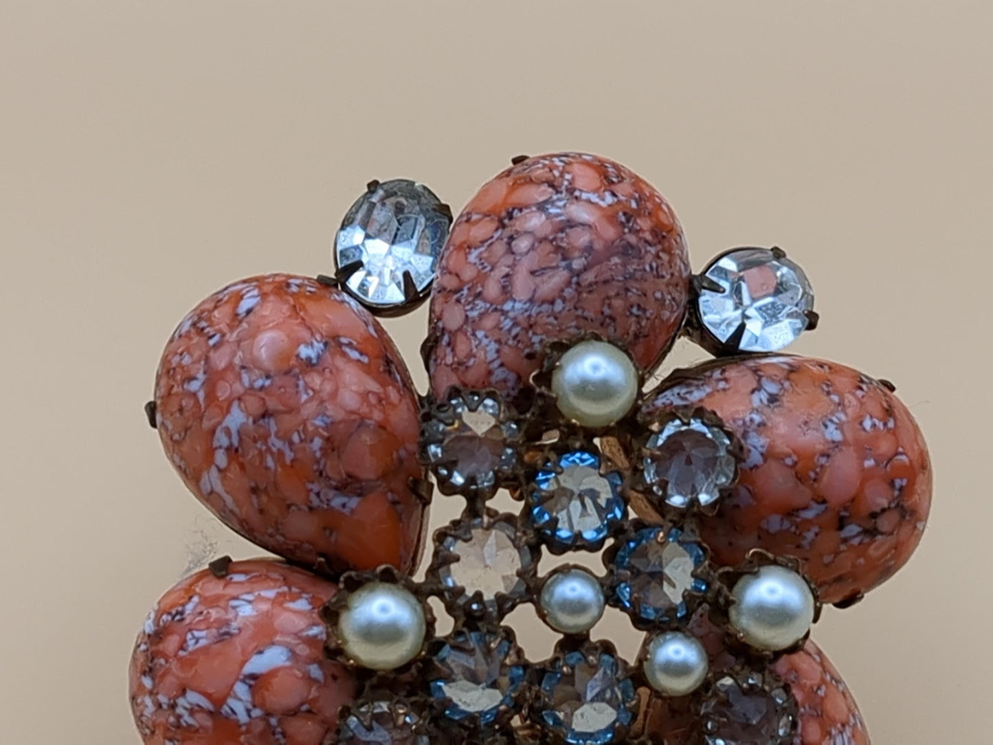 SCHREINER of New York Vintage Flower and Rhinestone Brooch