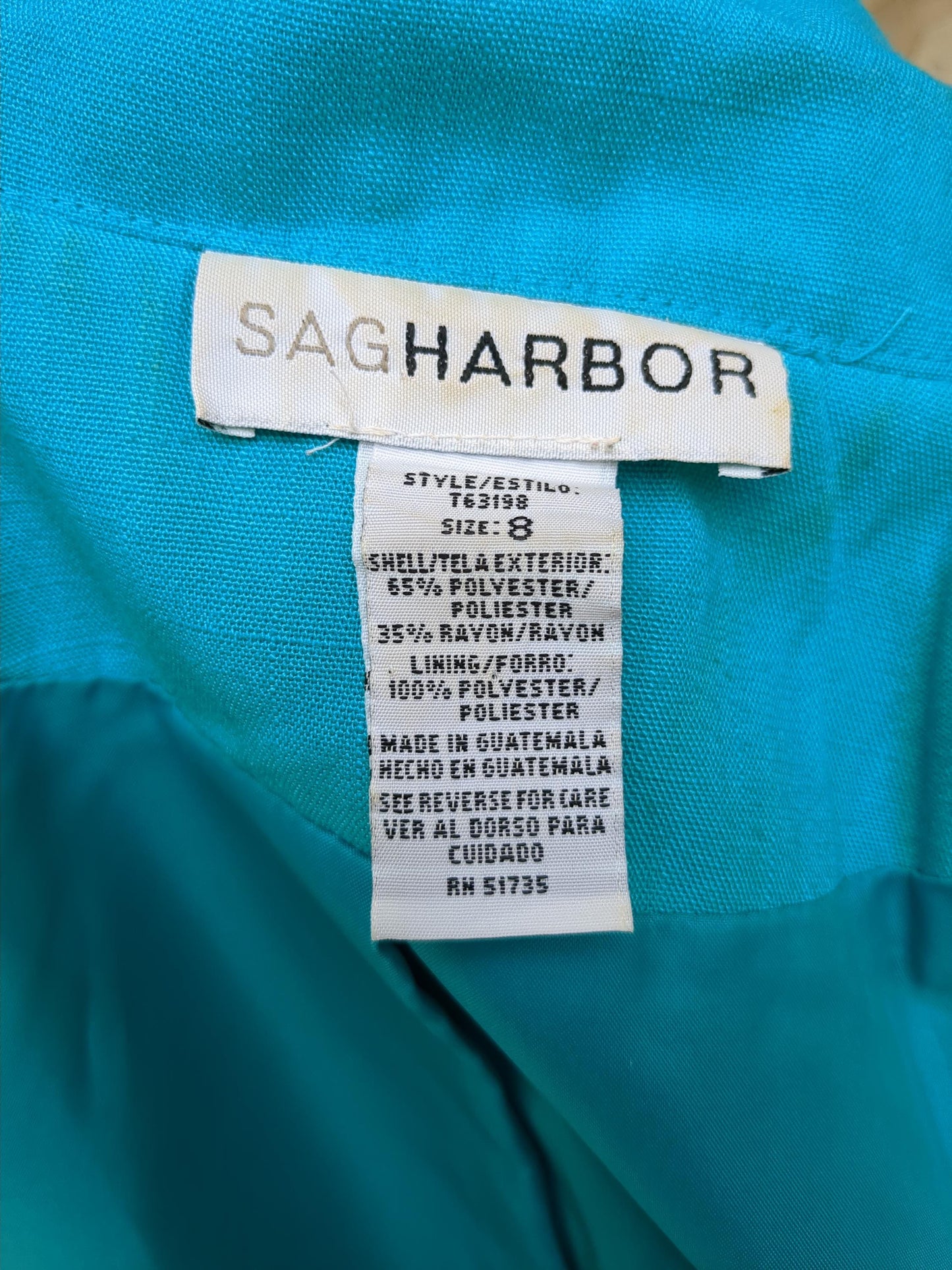 Vintage Short-Sleeved Semi-Formal Jacket Turquoise Sag Harbor