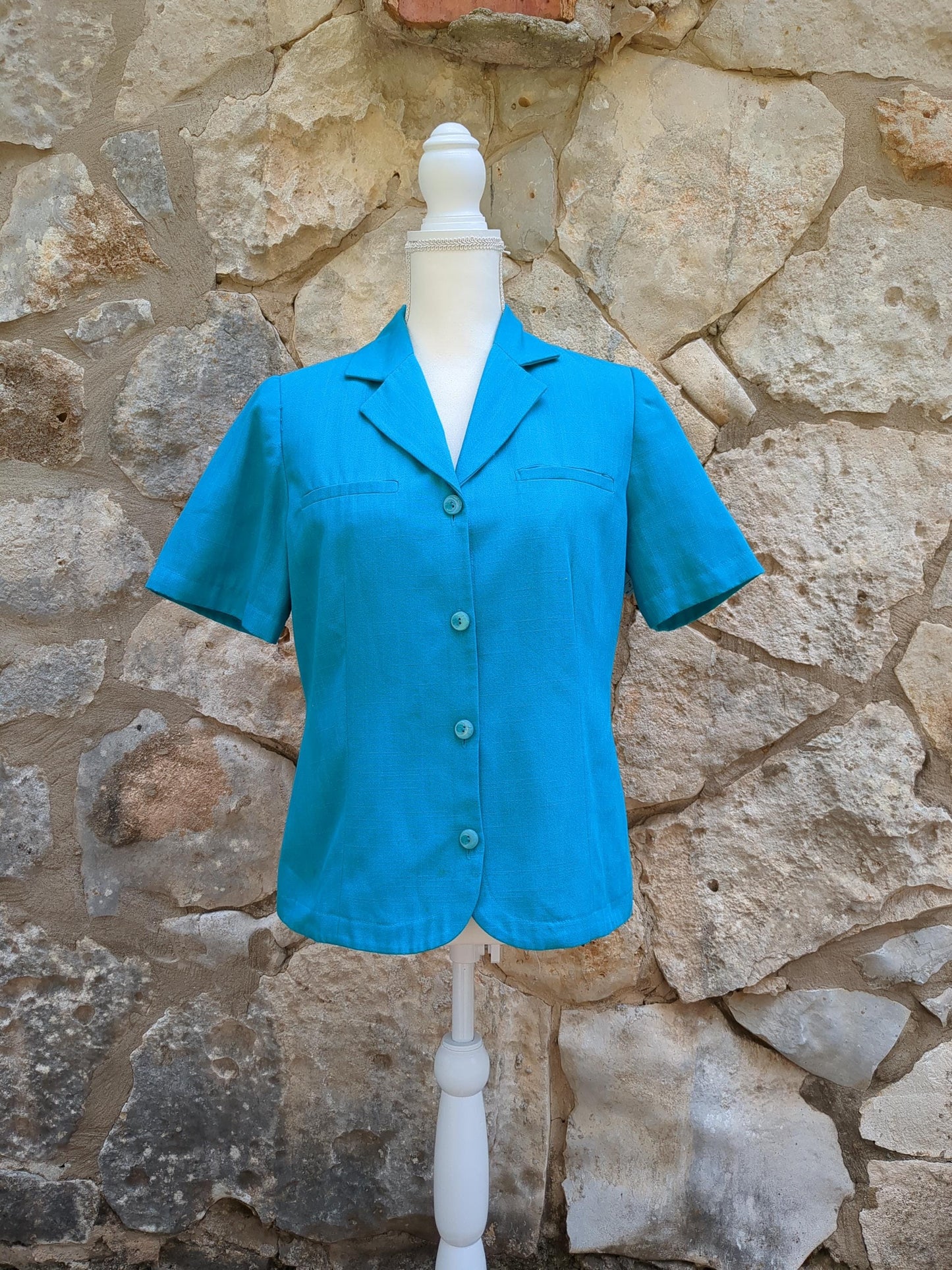 Vintage Short-Sleeved Semi-Formal Jacket Turquoise Sag Harbor