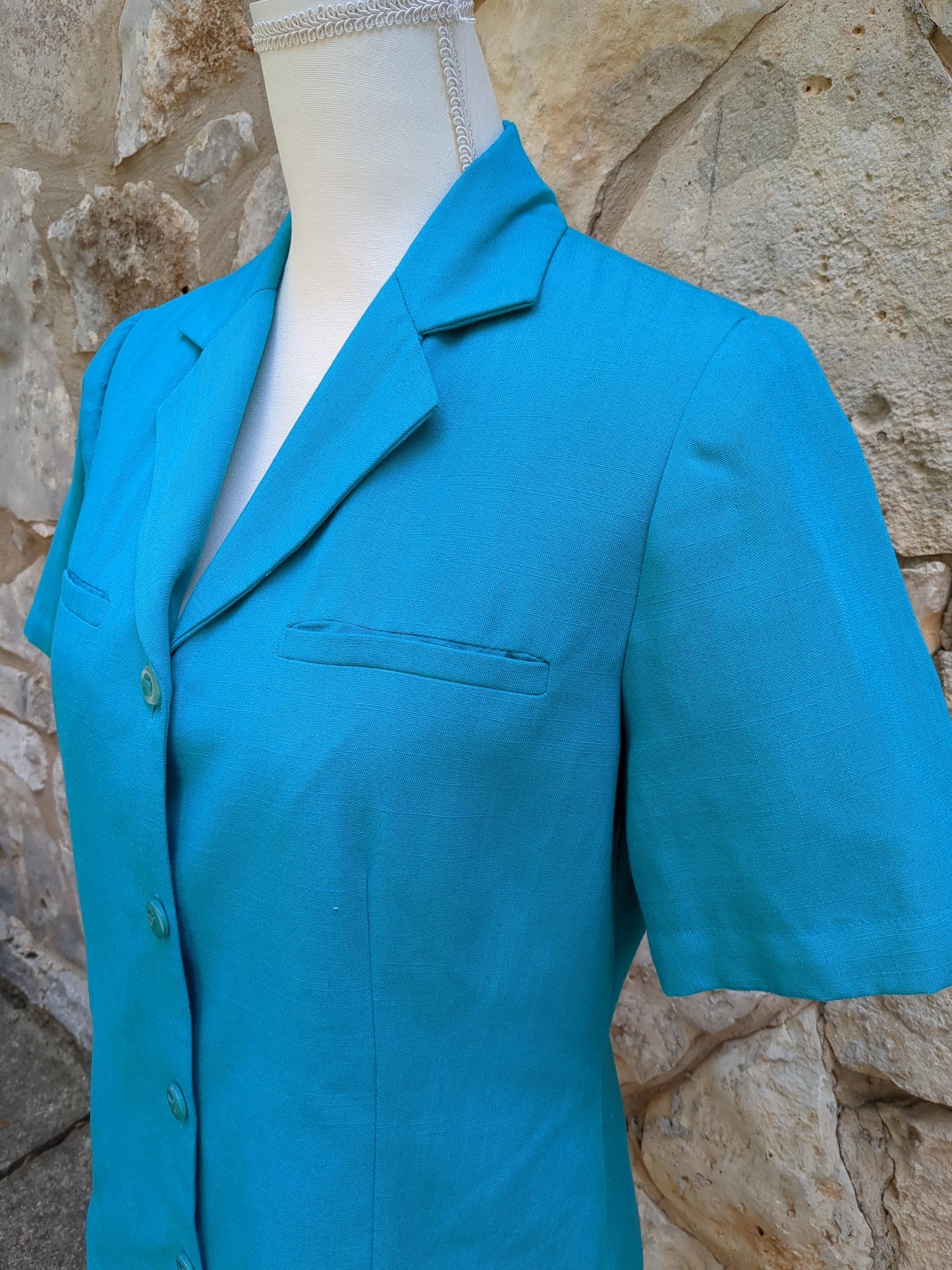 Vintage Short-Sleeved Semi-Formal Jacket Turquoise Sag Harbor
