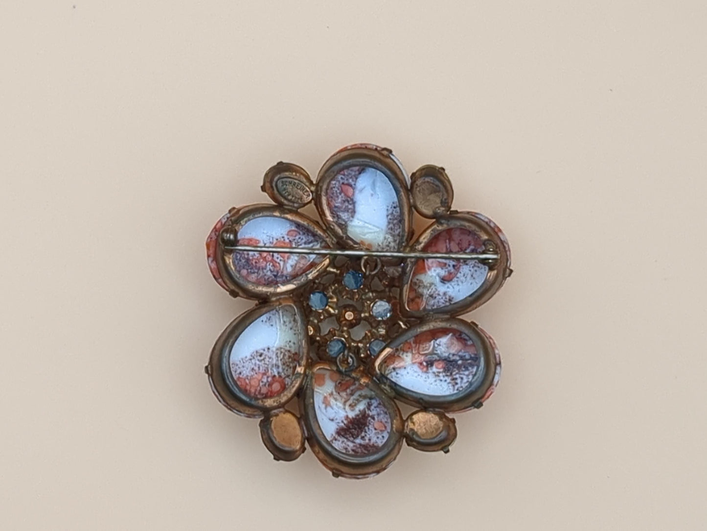 SCHREINER of New York Vintage Flower and Rhinestone Brooch