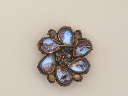 SCHREINER of New York Vintage Flower and Rhinestone Brooch